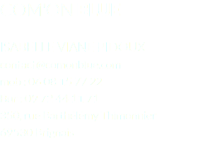COM'ON BLUE ISABELLE VIANE PIDOUX
contact@comonblue.com mob : 06 08 15 77 22 Bur : 09 72 44 11 71
350, rue Barthélémy Thimonnier 69530 Brignais